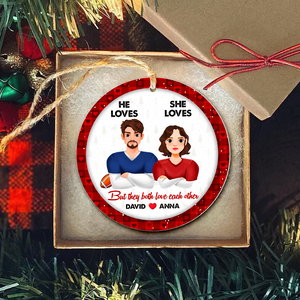 Personalized Christmas Gifts For Couple Ornament American Football Couple 03HUPU141024HG-Homacus