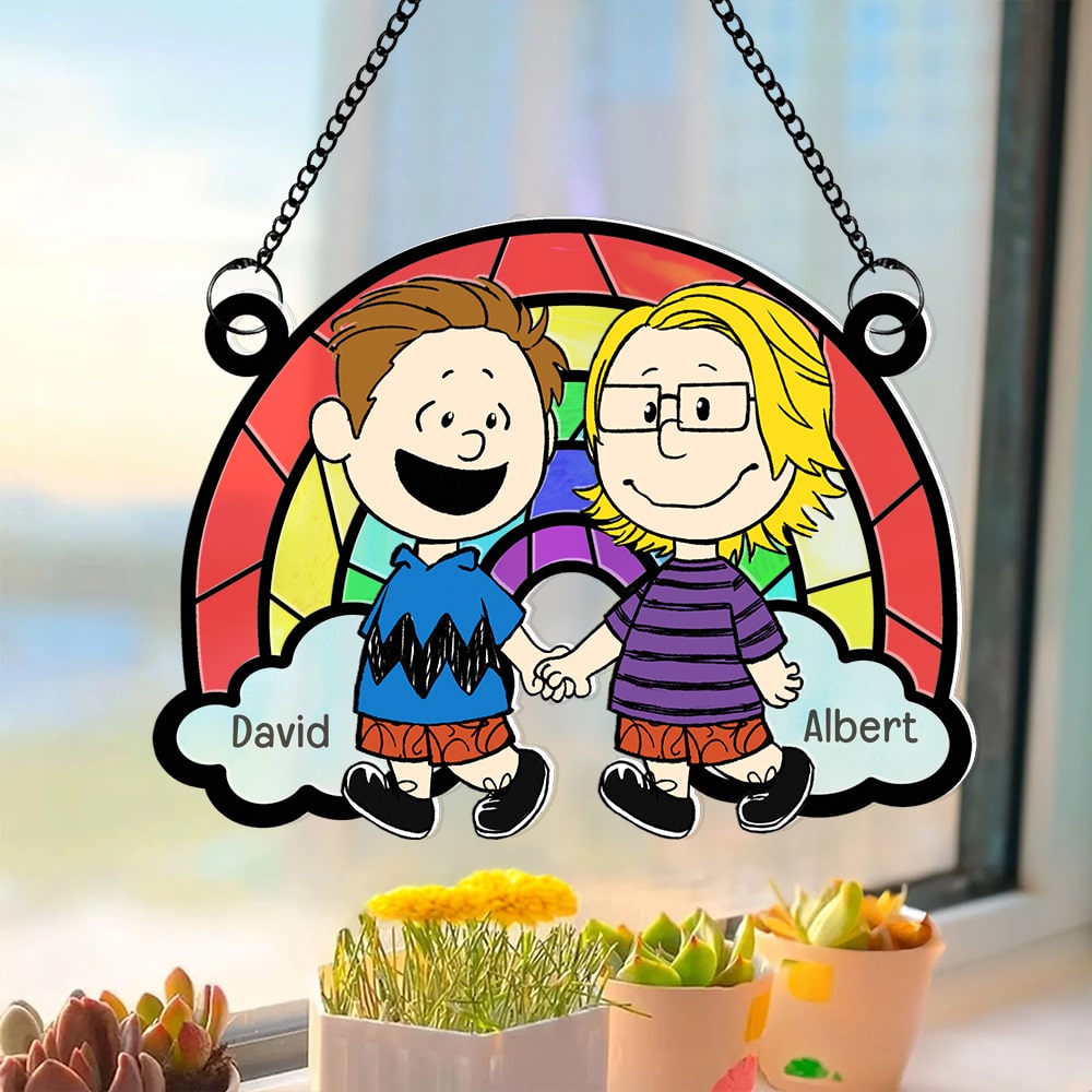 Personalized Gifts For LGBT Couple Suncatcher Window Hanging Ornament 06qhqn170624hh-Homacus