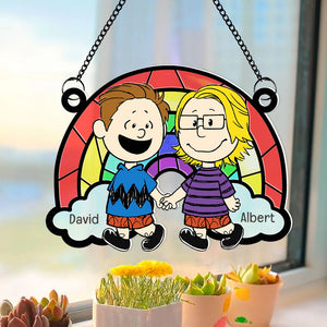 Personalized Gifts For Couple Suncatcher Ornament 06qhqn170624hh LGBT Gay Couple Hand in Hand-Homacus