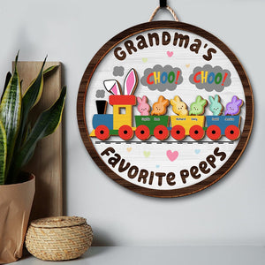 Personalized Gifts For Grandma Wood Sign Favorite Peeps-Homacus