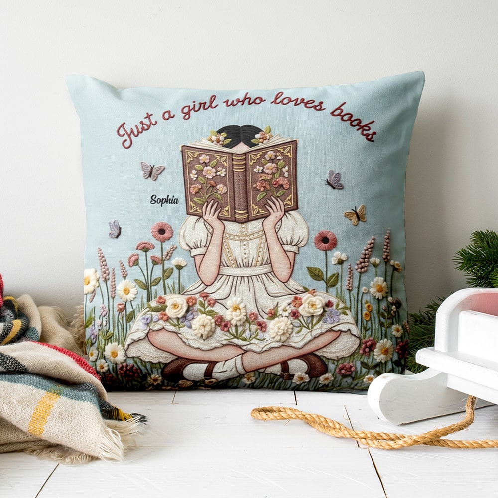 Reading Girl Pillow - Personalized Gifts For Book Lovers 01natn130625-Homacus