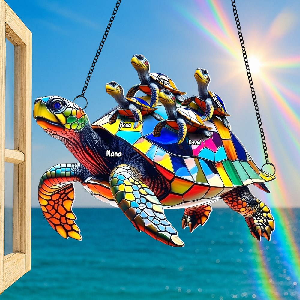 Sea Turtle Family Personalized Gifts For Grandma Suncatcher Ornament 05tgtn020825-Homacus