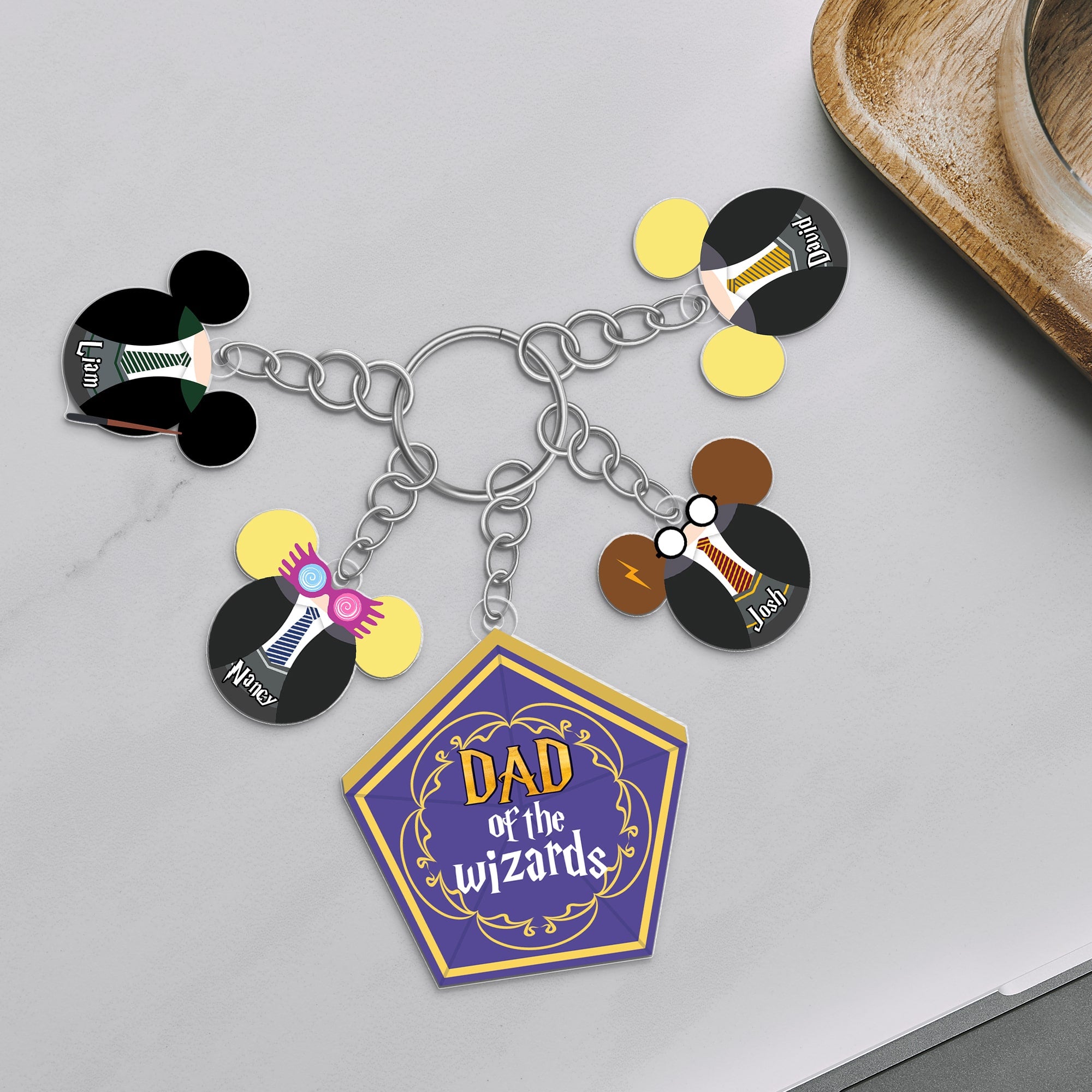 Personalized Gifts For Dad Keychain With Magic Mouse Charms 01kapu280524-Homacus