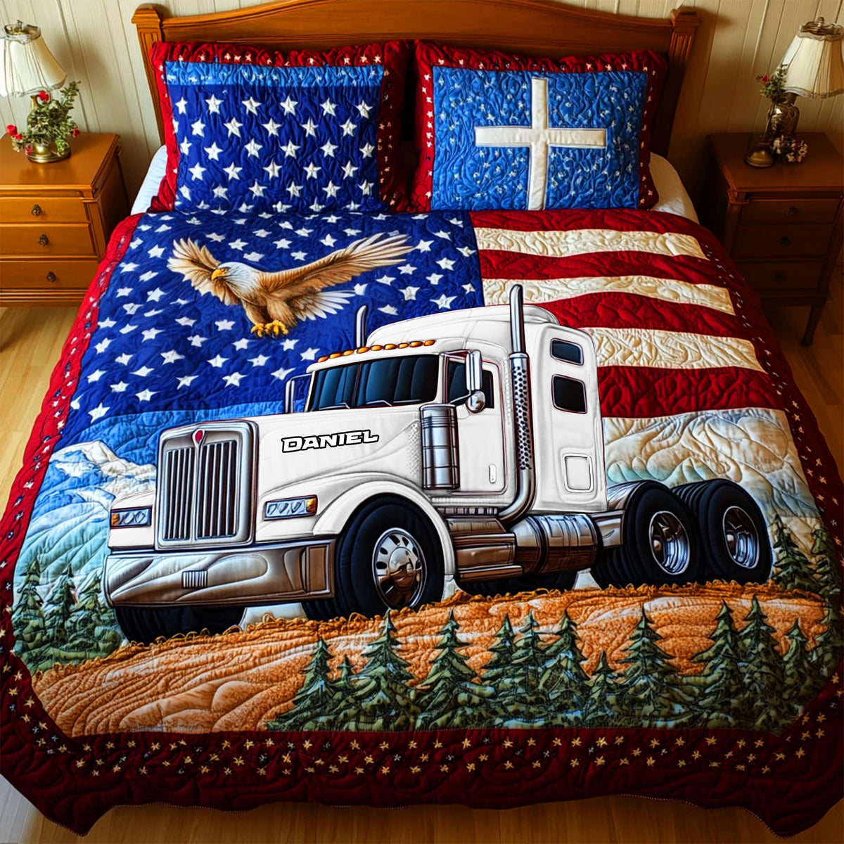 Holiday Trucker Pride Quilt Set – Personalized Christmas Gifts For Road Warriors 03tglu240625-Homacus