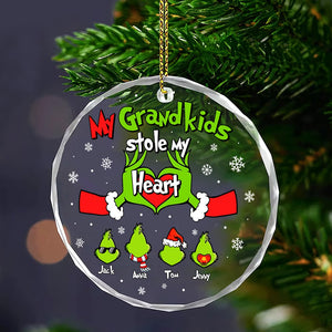 Grandparent Ornament - Hand Heart & Green Monster Kids - Personalized Gifts For Grandma, Grandpa-Homacus