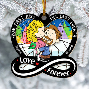 Personalized Gifts For Couple Suncatcher Ornament, Cartoon Couple Hugging 05xqqn170724hhhg-Homacus