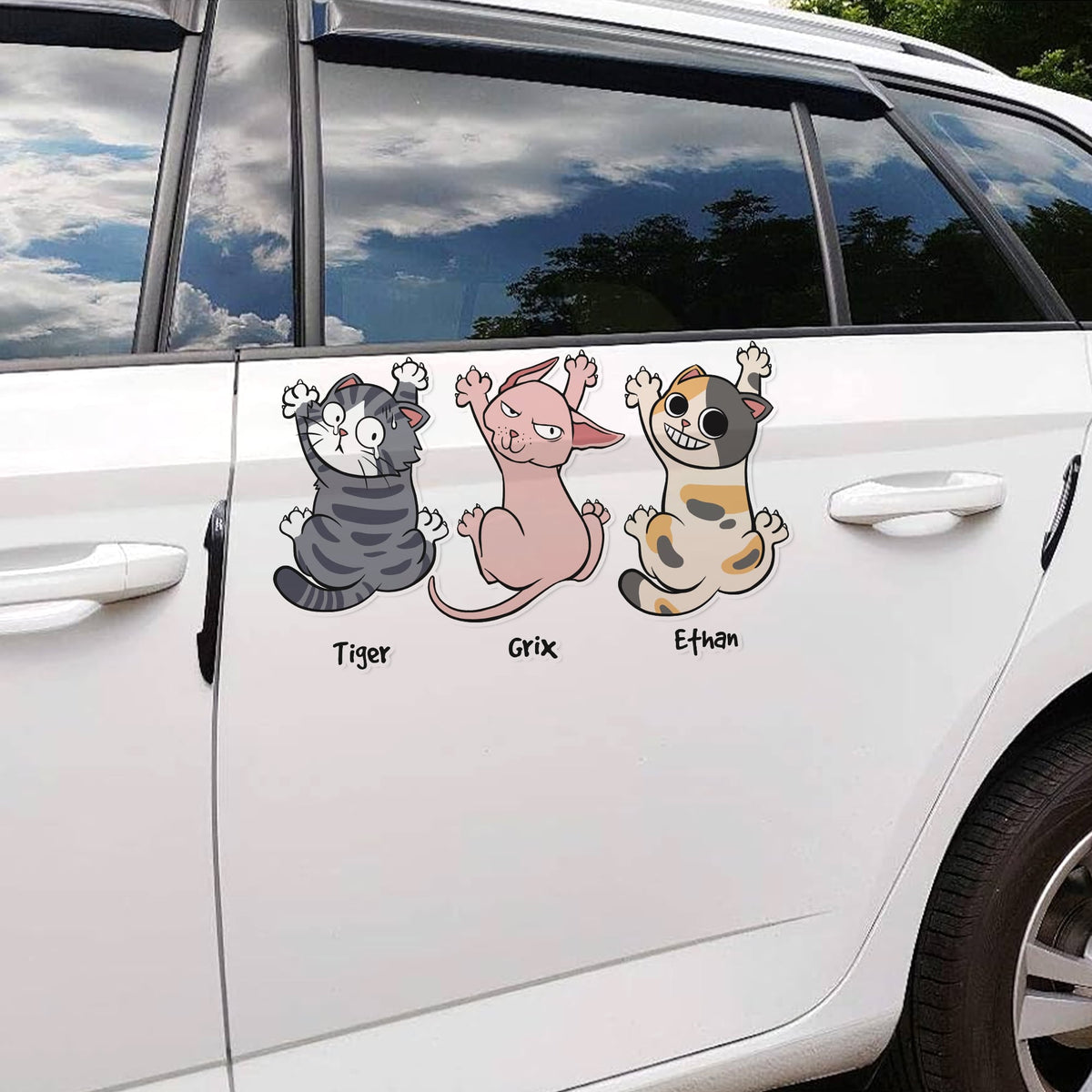 Personalized Gifts For Cat Lovers Car Decal, Funny Cat Hanging Climbing 03qhtn080724-Homacus