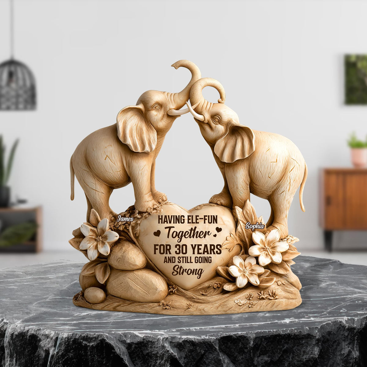 Elephant Couple Plaque - Personalized Gifts For Couple 05tgtn280525-Homacus