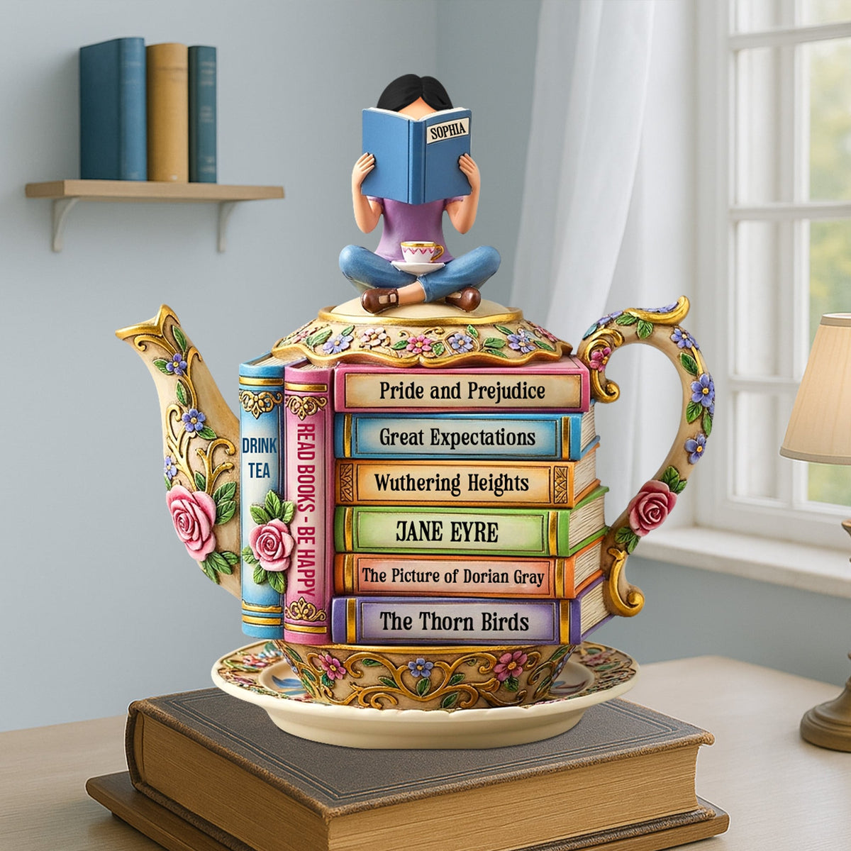 Book & Tea Loving Girl Plaque - Personalized Gifts For Book Lovers 03qhtn020625-Homacus
