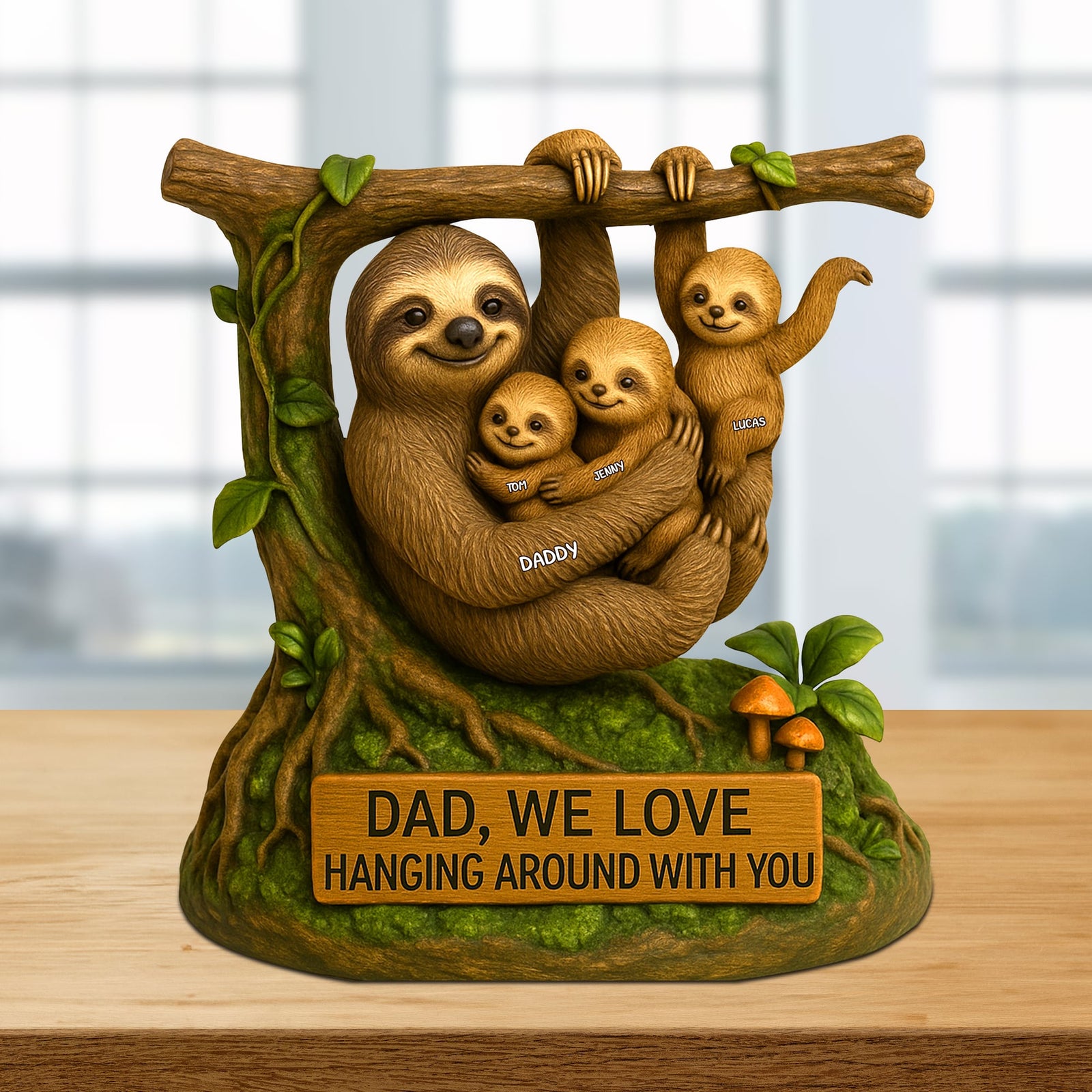 Sloth Dad Plaque - Personalized Gifts For Dad 01natn120525-Homacus