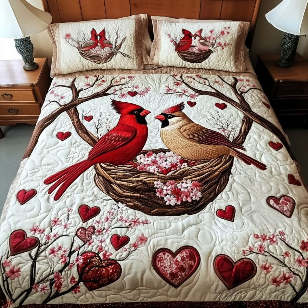 Gifts For Cardinal Couple Quilt Bed Set-Homacus