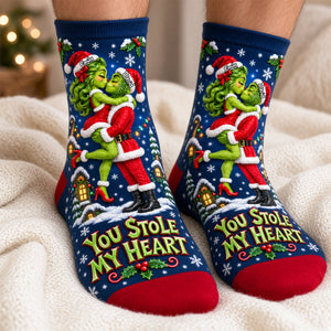 You Stole My Heart Middle Tube Socks - Personalized Gifts For Couple Socks 09TYDH170926