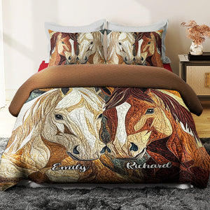 Personalized Gifts For Horse Couple Quilt Bedding Set Special Line 022kaqn170125-Homacus