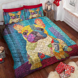 Pug French Bulldog Christmas Quilt Bed Set Gifts For Dog Lovers 01HUDT061124-Homacus