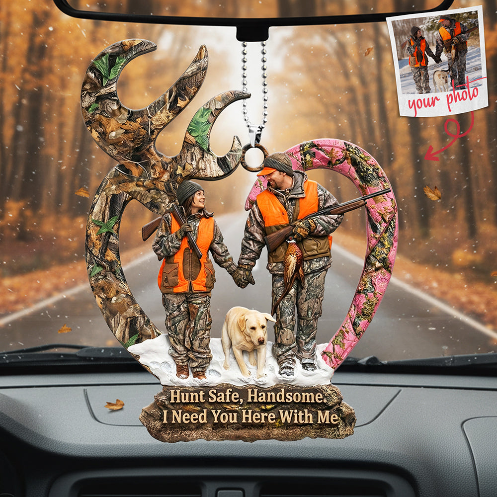 Couple Hunting Custom Photo Car Hanging Ornament - Gifts For Couple 01huta190126-Homacus