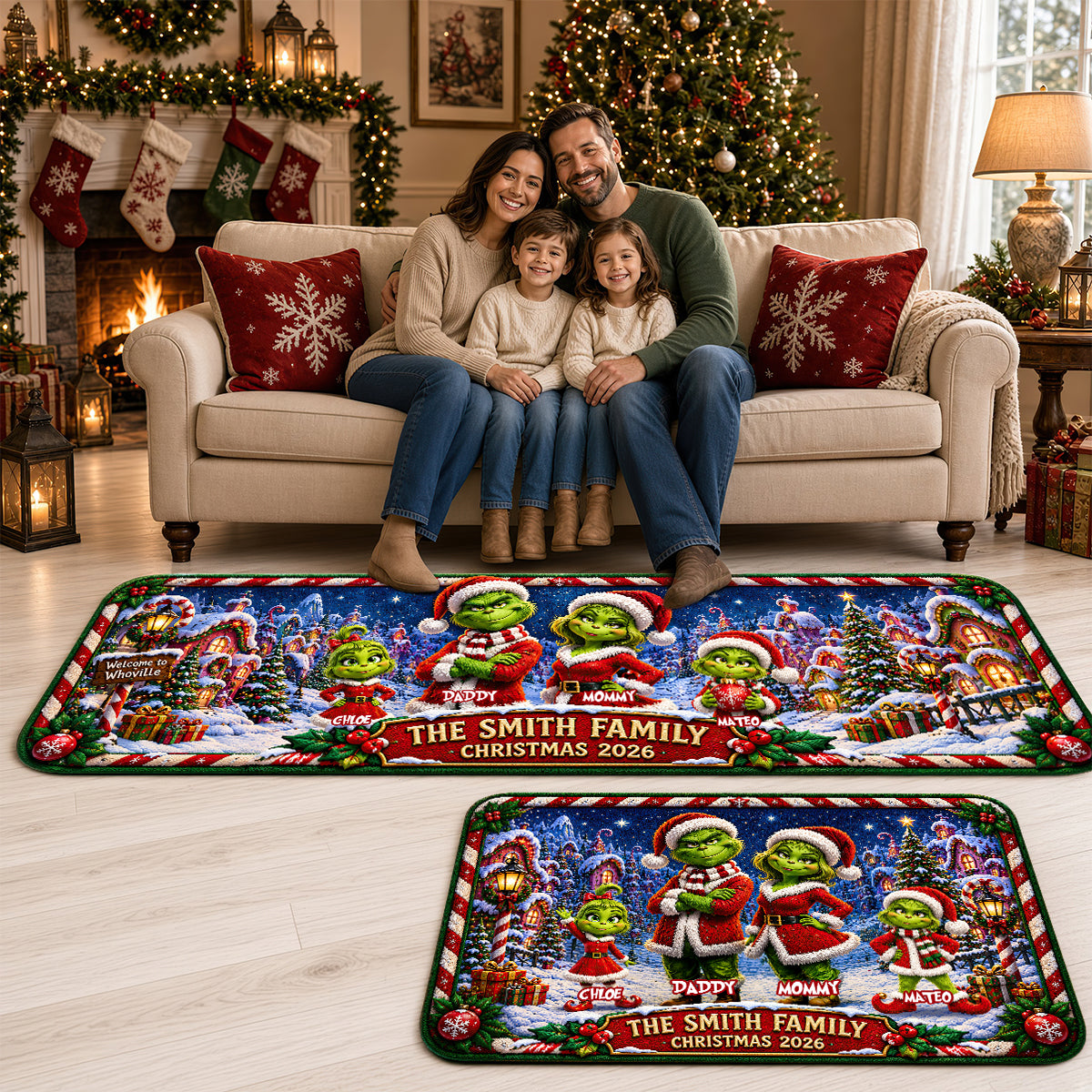 Festive Family Christmas Runner Rug - Personalized Gifts For Family 02tydt050926-Homacus
