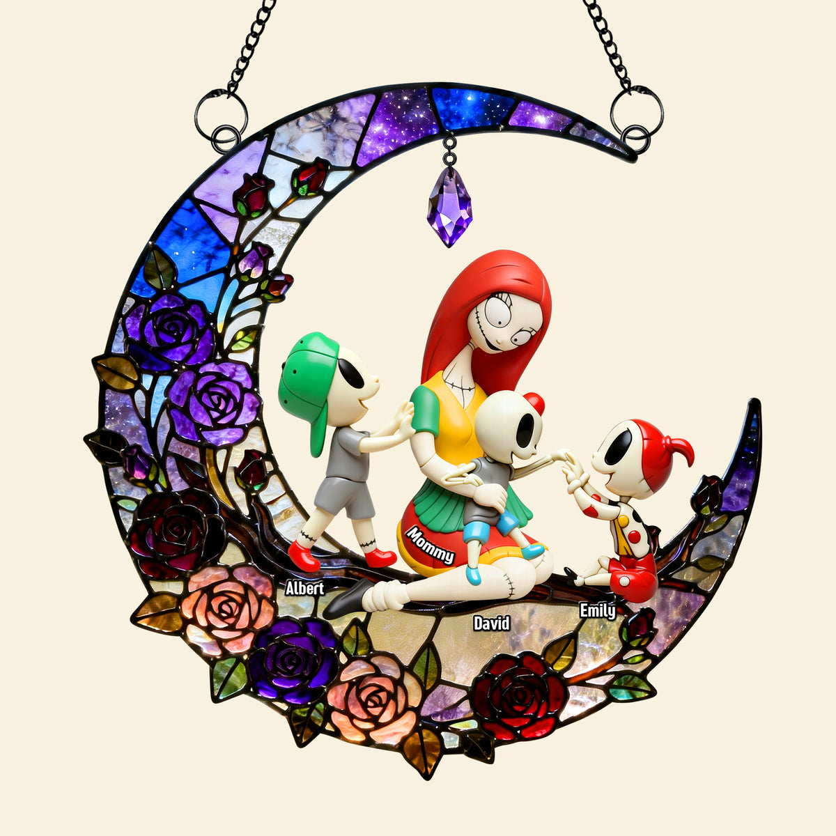 Spooky Mom and Kid Suncatcher Ornament - Personalized Gifts For Mom 05naqn240226-Homacus