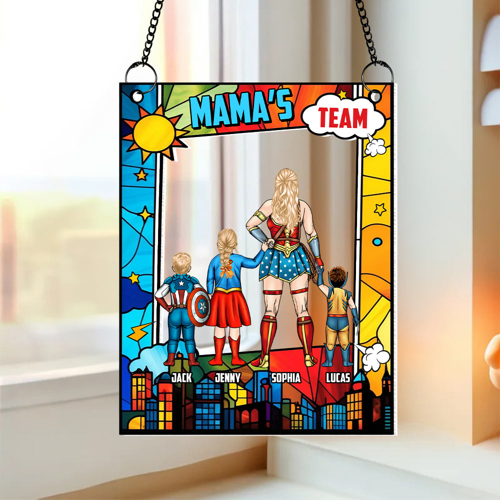 Personalized Gifts For Mom Suncatcher Ornament 03qhtn260225pa Mommy's Team-Homacus