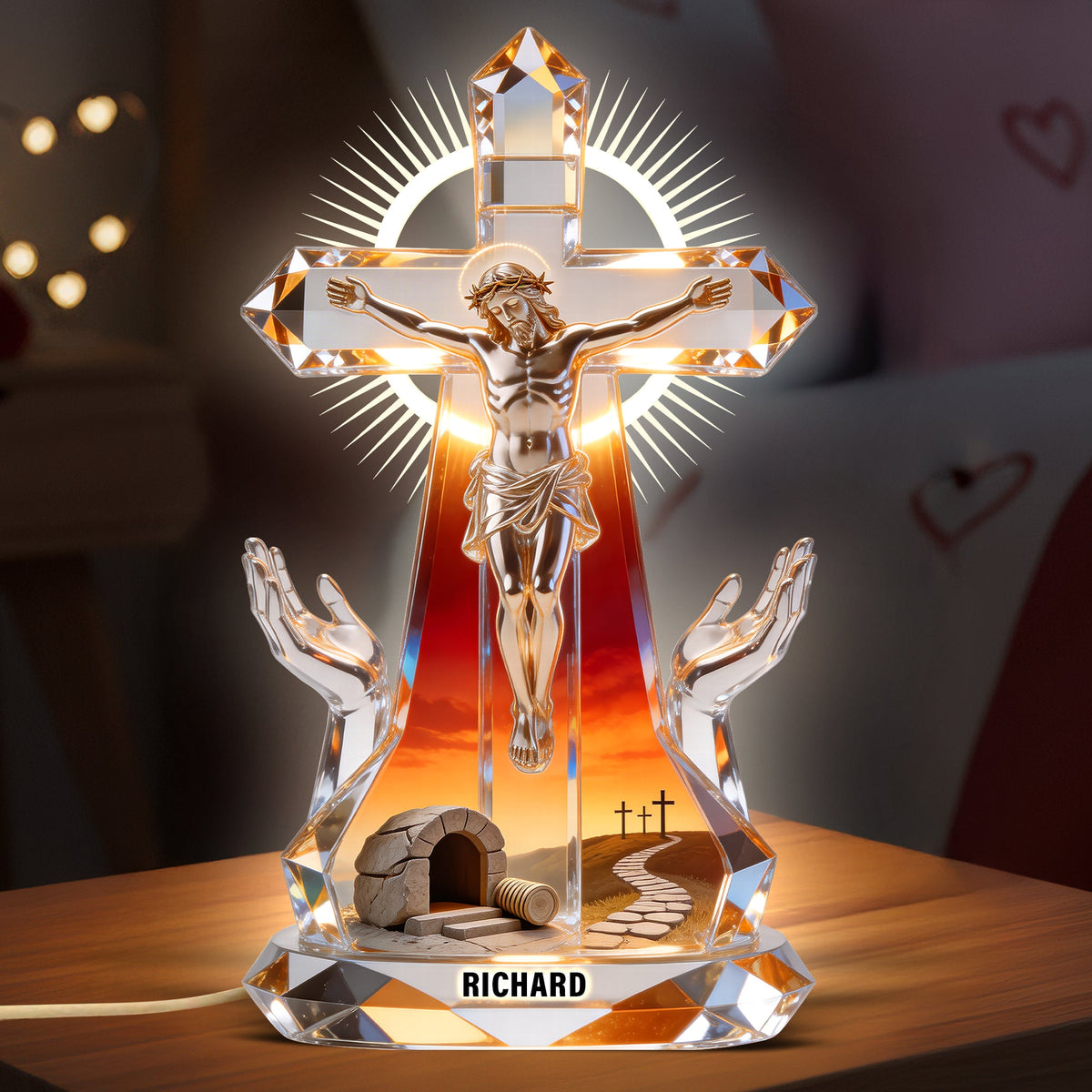 Jesus Christ Crucifix Light Box - Personalized Gifts For Christians 01naqn140326-Homacus