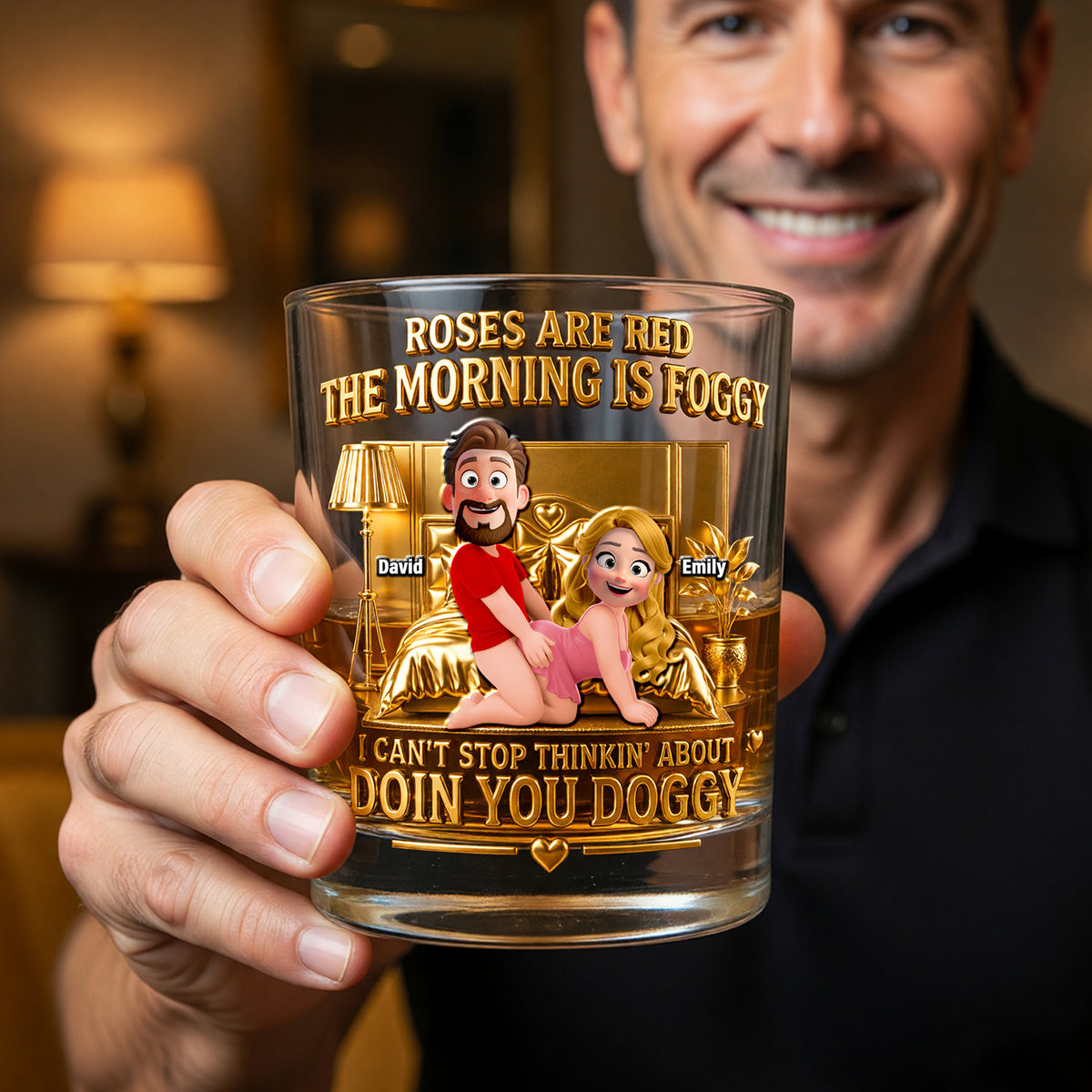 Cheeky Couple Round Glass - Personalized Gifts For Couple 03NAQN020626-Homacus