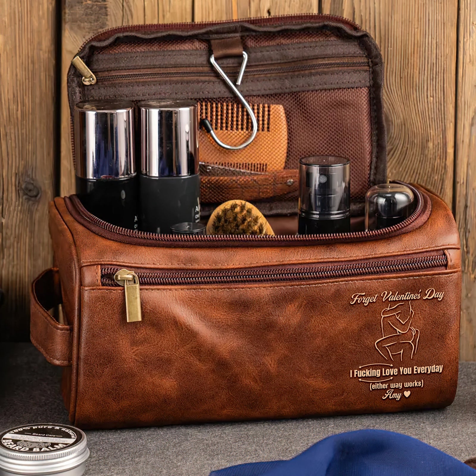 Naughty Couple Leather Toiletry Bag - Personalized Gifts For Couple 01pgqn111225-Homacus