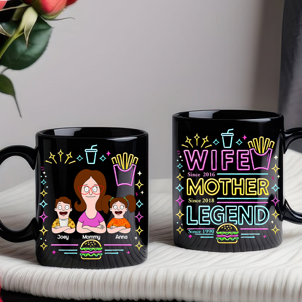 Personalized Gifts For Mom Black Mug, Legend Wife Mom 04TGLU070325HG-Homacus