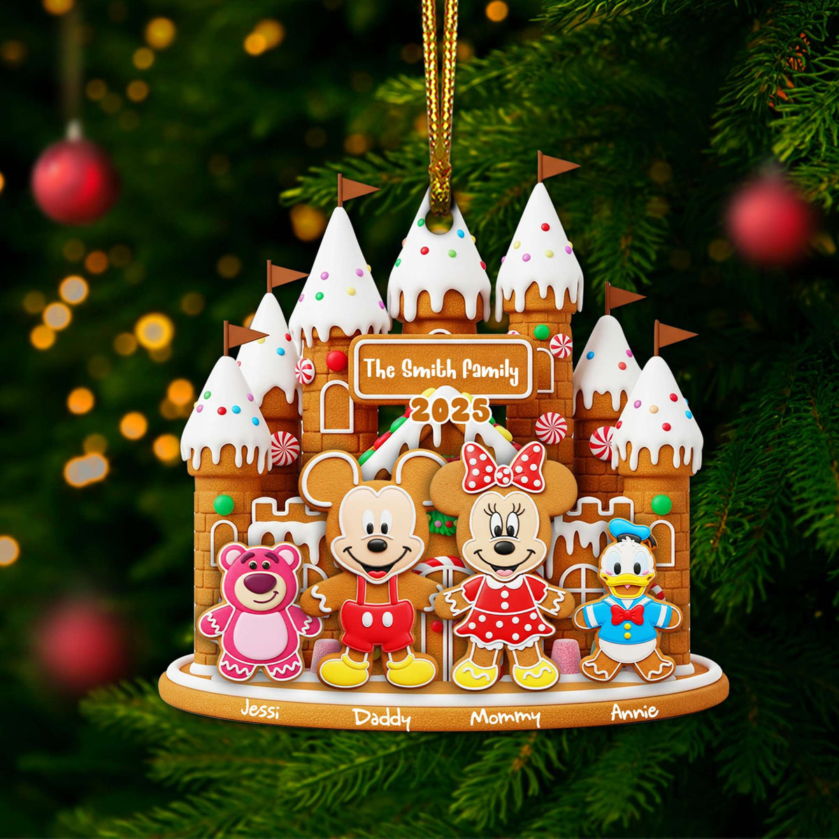 Gingerbread Family Castle Ornament - Personalized Christmas Gifts For Family 05NALU160825-Homacus
