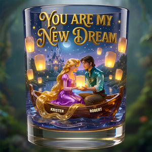 Fairytale Couple 11oz Round Glass - Personalized Gifts For Couple Glass 04TYDT160626-Homacus