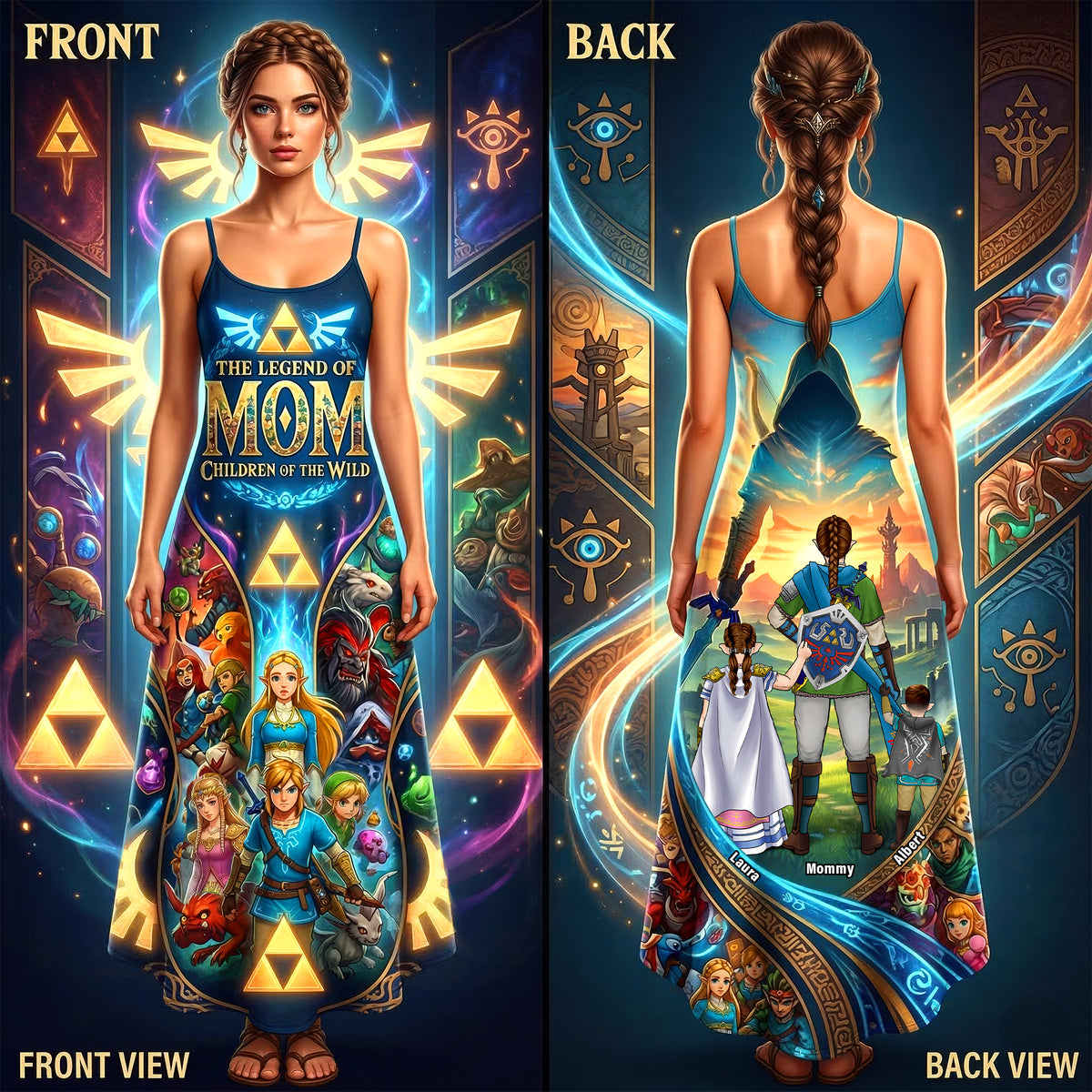Fantasy Wild Mom Suspender Maxi Dress, Personalized Mother's Day Gifts 04qhqn170326-Homacus
