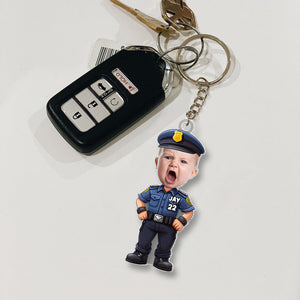 Custom Photo Gifts For Kids Keychain - Firefighter & Police Themes-Homacus