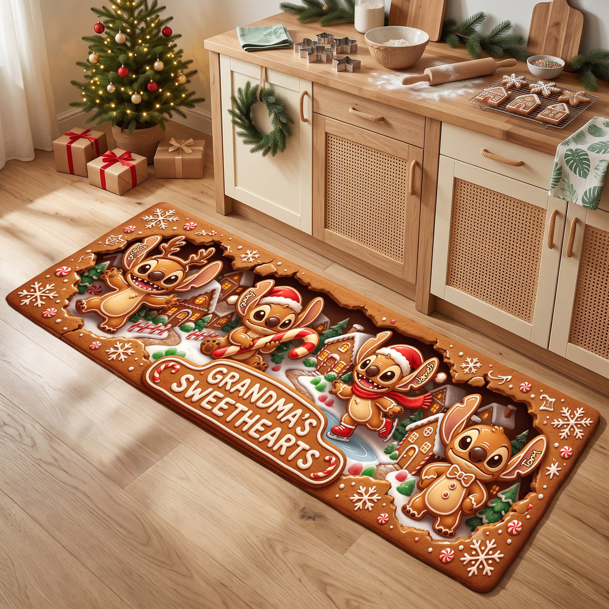 Lovely Gingerbread Sweetheart Runner Rug - Personalized Gifts For Family 01palu220826-Homacus