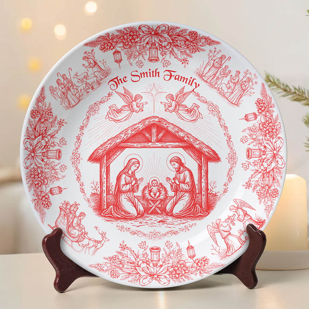 Personalized Christmas Gifts For Christian Family Ceramic Round Plate 01paqn260925-Homacus