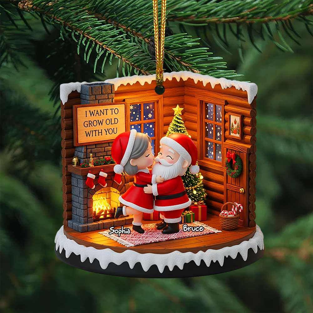 Santa Couple Christmas Ornament - Personalized Gifts For Couple 06PGLU090825-Homacus