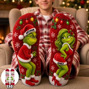 Cheeky Christmas Couple Middle Tube Socks - Personalized Gifts For Couple 03NADH170926