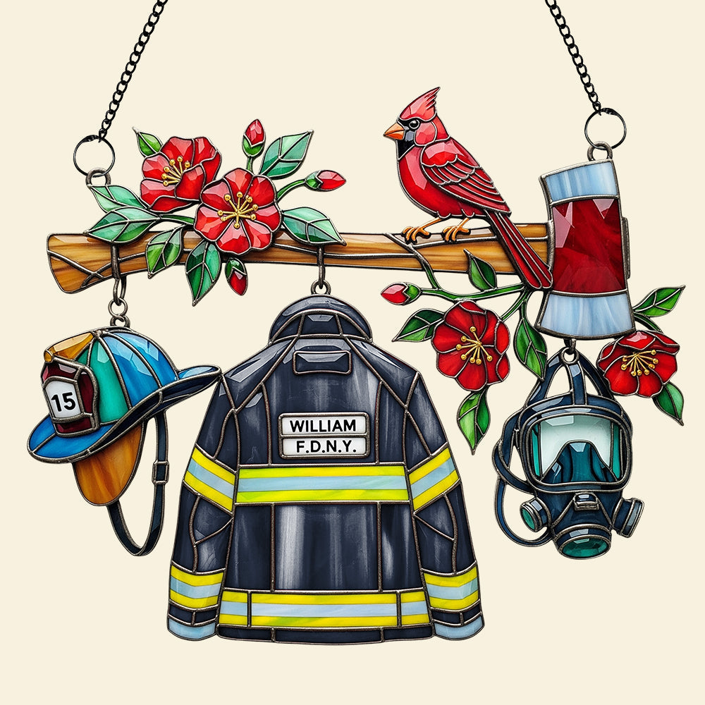 Firefighter Heaven Suncatcher Ornament Personalized Gifts For Firefighter 05OHDT040925-Homacus
