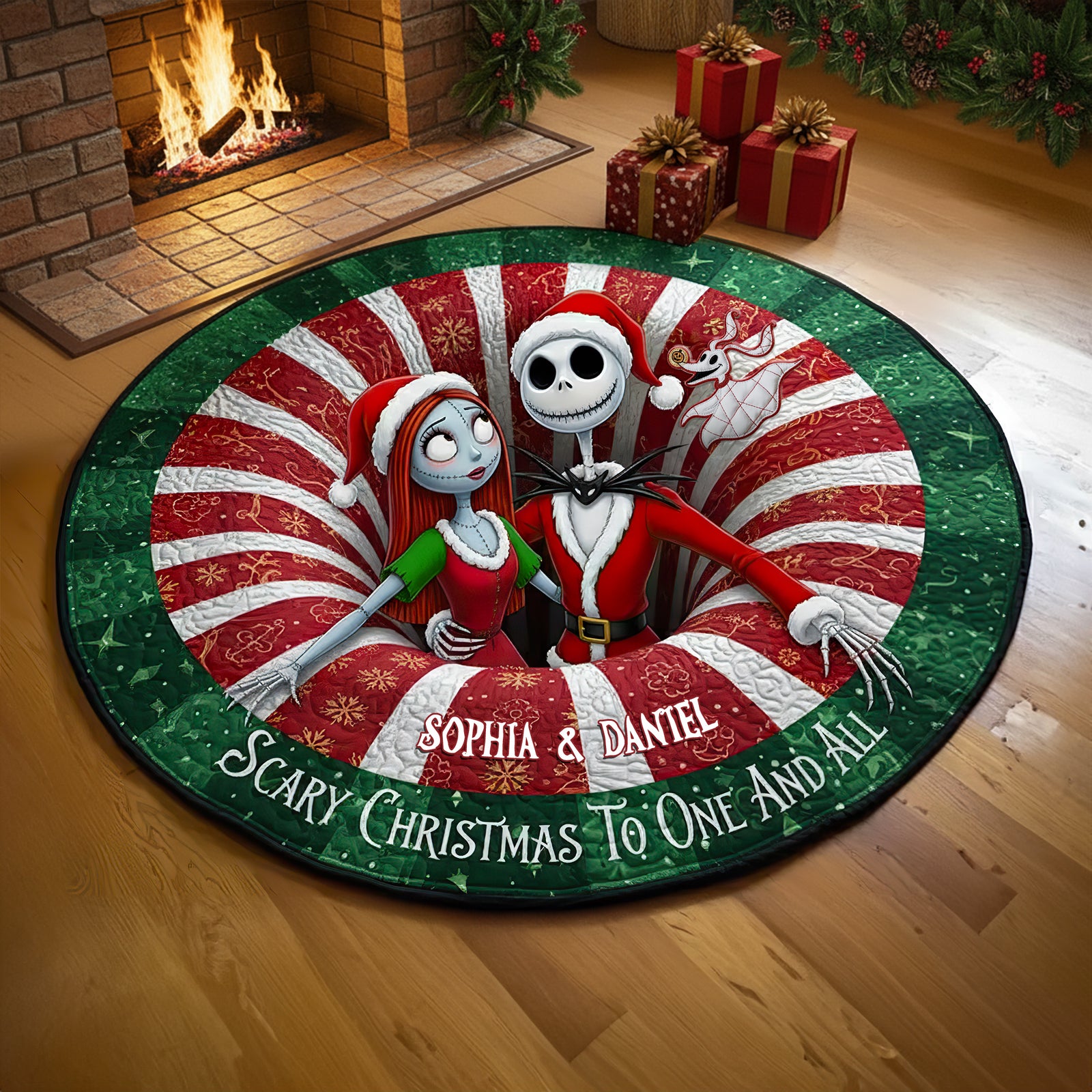 Creepy Cute Couple Round Mat - Personalized Christmas Gift For Couples 03HULU250925-Homacus