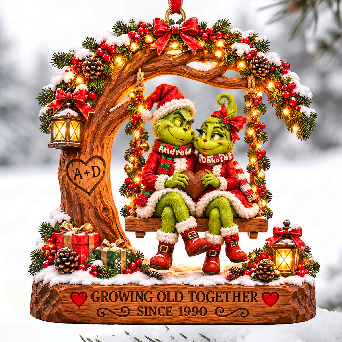 Growing Old Together Christmas Ornament - Personalized Gifts For Couple 01TYTA071026-Homacus