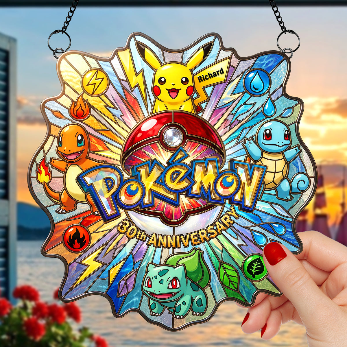 Pocket Creature Suncatcher - Personalized Gifts For Manga Lovers 06PAQN080426-Homacus