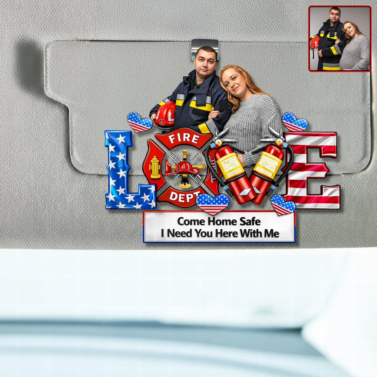 Firefighter Couple Car Visor Clip - Personalized Custom Photo Gift For Couples 04HUQN290126-Homacus
