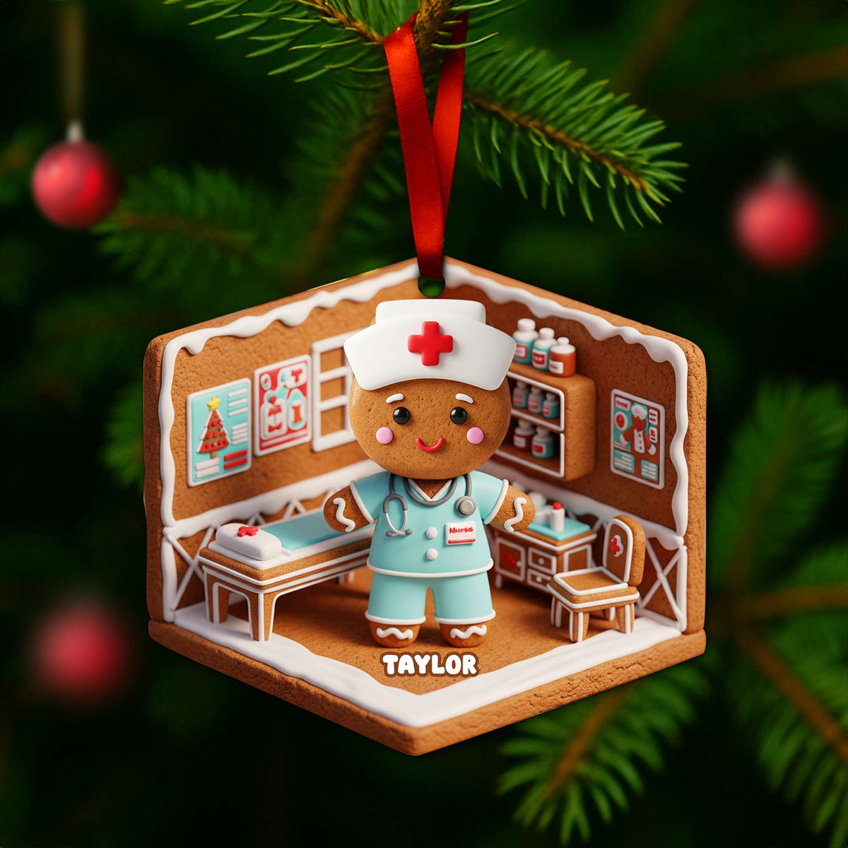 Nurse Gingerbread Christmas Wood Ornament - Personalized Gift For Nurses 06PGLU160825-Homacus