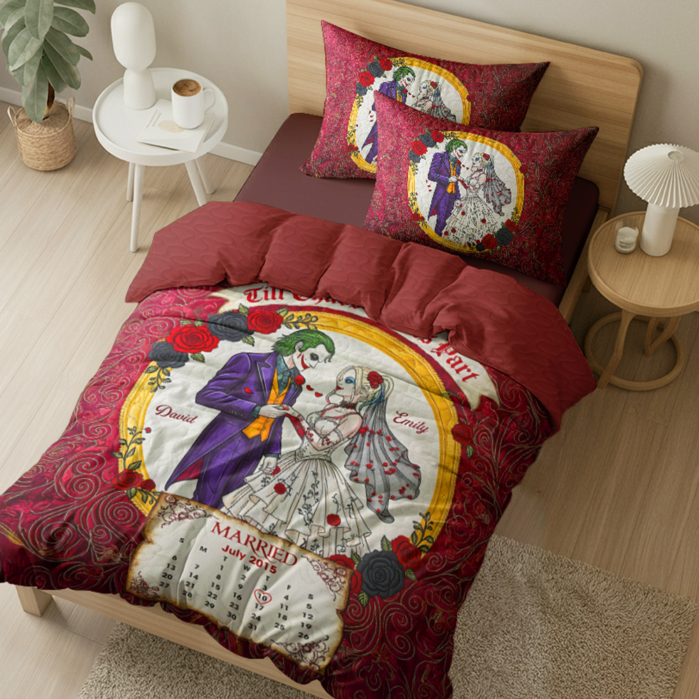 Spooky Married Couple Quilt Bed Set Special Line - Personalized Gift For Couple 04NAPU110725-Homacus