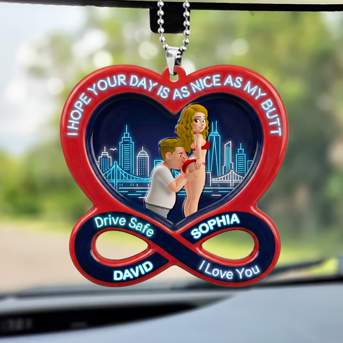 Funny Couple Acrylic Car Visor Clip - Personalized Gifts For Couple 03NATN090226-Homacus