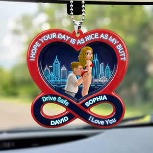 Funny Couple Acrylic Car Visor Clip - Personalized Gifts For Couple 03NATN090226-Homacus