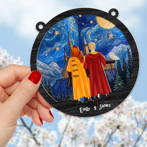 Personalized Gifts For Couple Suncatcher Ornament 01hupu060924hg Wizard Couple Standing Together-Homacus