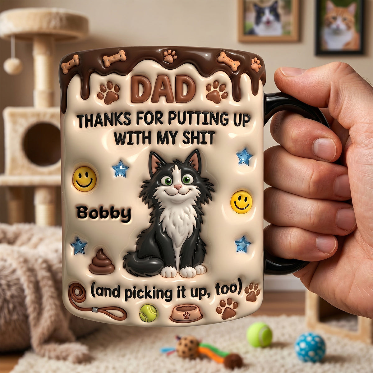 Cat Dad Magic Ceramic Coffee Mug - Personalized Gifts For Dad 022TYDH210526-Homacus
