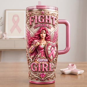 Strong Pink Woman 40oz Tumbler - Personalized Gifts For Cancer Awareness 05tytn260826