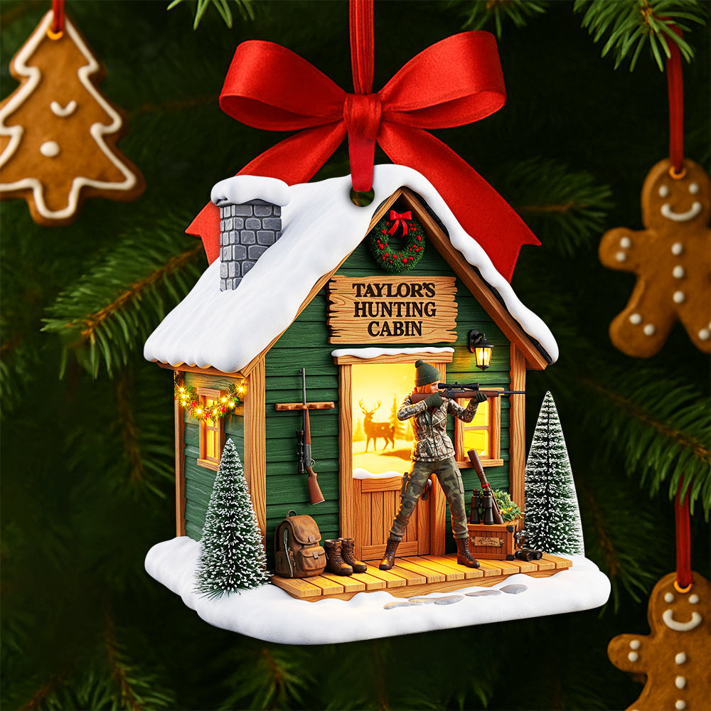 Hunting Cabin Christmas Ornament - Personalized Gift For Hunters 02OHLU140825-Homacus