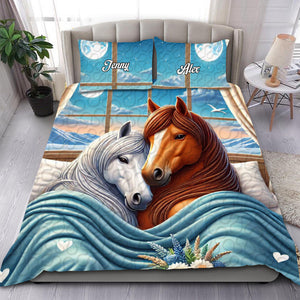 Personalized Gift For Horse Couples Quilt Bedding Set Special Line 03OHMH181224-Homacus