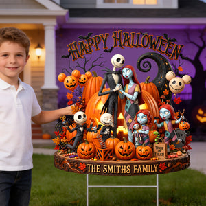 Spooky Family Happy Halloween Yard Sign - Personalized Halloween Gifts For Family 012padh050826-Homacus