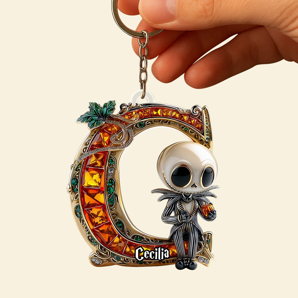 Alphabet Gemstones Pumpkin Halloween Keychain Personalized Gifts For Fans 04TGDT230825-Homacus